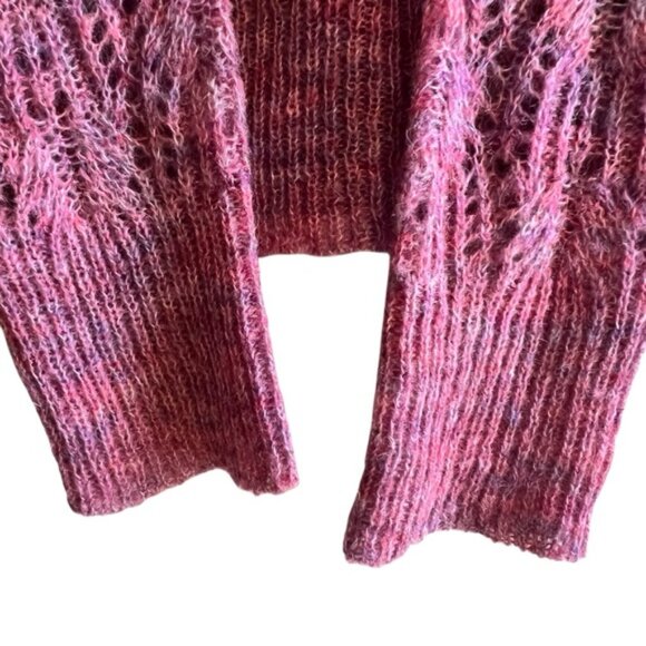 Bishop + Young ruffled v-neck open knit crochet sweater XS excellent condition - Picture 11 of 14